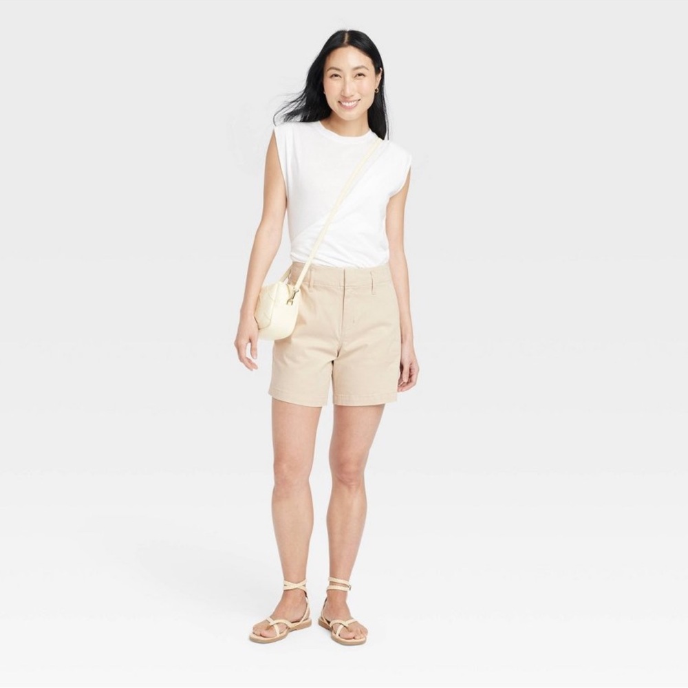 Women's High-Rise Tailored Everyday Shorts - A New Day Tan 4 - Picture 4 of 5